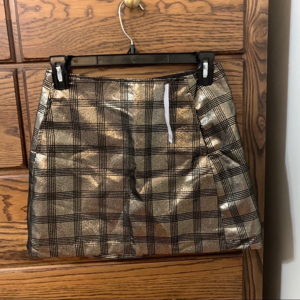 Urban outfitters gold mini skirt